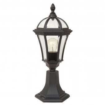 Ledbury 1 Light Pedestal Lantern in Black
