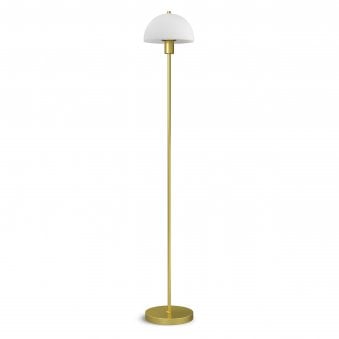 Vienda Floor Lamp In Satin Brass With Opal Glass Shade