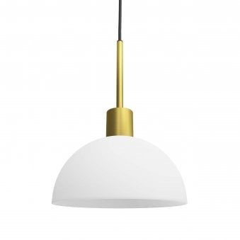 Vienda Single Pendant In Satin Brass With Opal Glass Shade