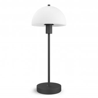 Vienda Table Lamp In Black With Opal Glass Shade