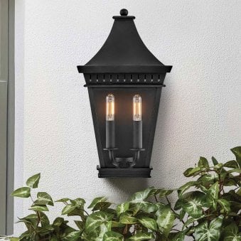 Chapel Hill IP44 Half Wall Lantern in Museum Black with Clear Glass