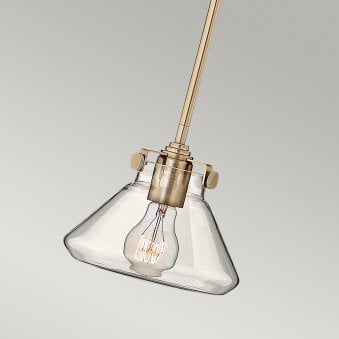 Congress Fluted Clear Glass Pendant in Brushed Caramel