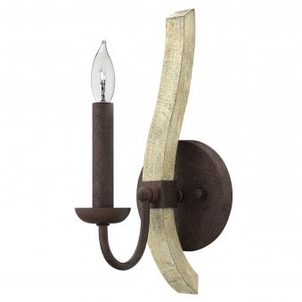 Middlefield Single Wall Light in Solid Distressed Wood