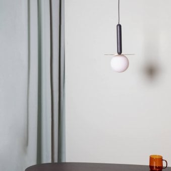 Adore IP44 Single G9 Pendant in Charcoal Grey & Brass