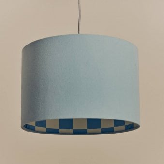 Checkered 400mm Drum Shade in Damson Blue 