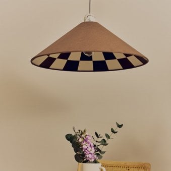 Checkered 600mm Cone Shade in Bark Brown