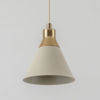 Cone Pendant Light in Sand & Brass