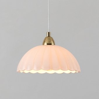 Flower Opal Glass Pendant with Brass Detail