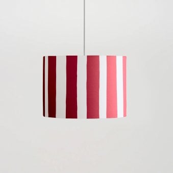 Striped 350mm Drum Shade in Jam Red & Marshmallow 