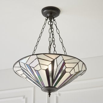 Astoria Large Inverted 3 Light Tiffany Pendant Light