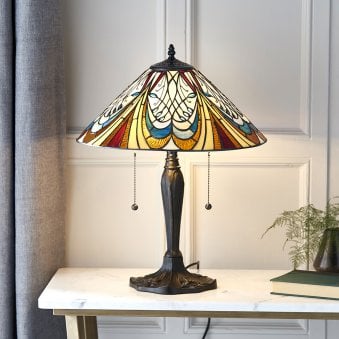 Hector Tiffany Glass Medium 2 Light Table Lamp