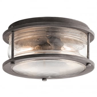 Ashland Bay 2 Light Outdoor Ceiling Flush in Weathered Zinc