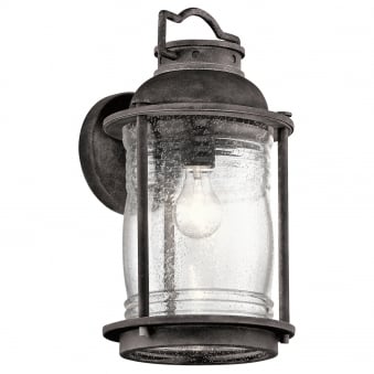 Ashland Bay Large Outdoor Wall Lantern in Weathered Zinc
