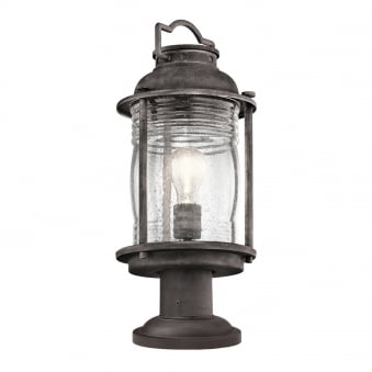 Ashland Bay Outdoor Pedestal Lantern in Weathered Zinc