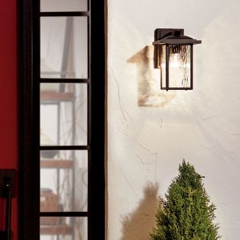 Cappanna IP44 Small Exterior Wall Light in Textured Black with Clear Water Glass