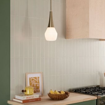 Deela Single Drop Pendant in Champagne Bronze with Opal Glass