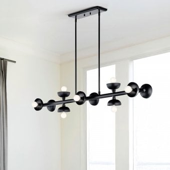 Palta Ten Light Linear Pendant in Satin Black 