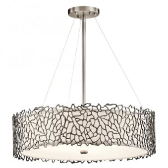 Silver Coral Pendant in Classic Pewter