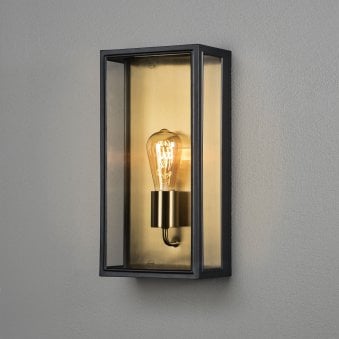 Carpi Large IP44 Exterior Wall Light in Black & Brass