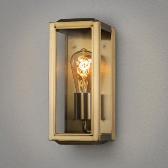 Carpi Small IP44 Exterior Wall Light in Brass