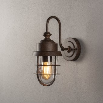 Cerignola IP44 E27 Wall Light in Black & Rust Finish