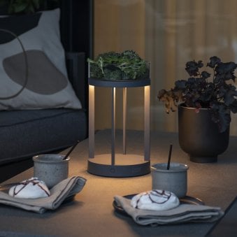 Chieti IP54 USB Charged LED Table Light in Dark Grey