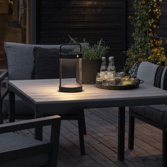 Crotone IP54 USB & Solar Charged LED Table Light in Black