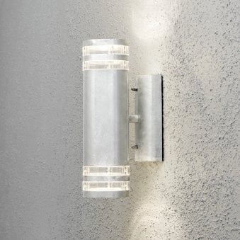 Modena Double Banded Outdoor IP44 Twin GU10 Wall Light in Galvanised