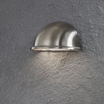 Torino Small Eye IP23 Outdoor E14 Wall Light in Brushed Stainless Steel