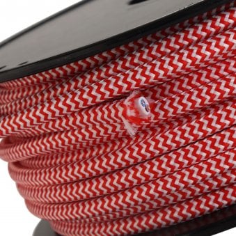 Abode Red & White Wave Stripes Braided Cable 2 Core 0.75mm