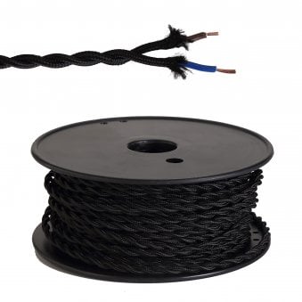 Abode Twisted Black Braided Cable 2 Core 0.75mm