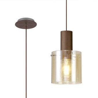 Belstone Single Pendant in Mocha with Amber Glass