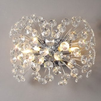Bridestowe 4 Lamp Wall Light in Polished Chrome & Clear Crystal