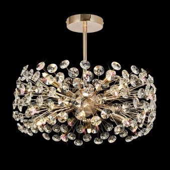 Bridestowe 8 Lamp Semi Flush Ceiling Light in French Gold & Clear Crystal