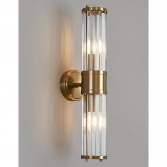Caistor IP44 Up & Down Wall Light in Gold with Clear Crystal Rods