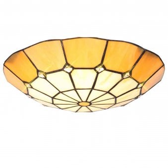 Gidleigh Tiffany 350mm Non-Electric Uplighter Shade Cream Beige Clear Crystal with Aged Antique Brass Trim