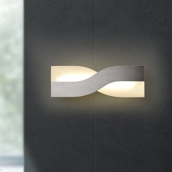 Instow 8W LED Wall Lamp in Brushed Aluminium with Frosted White Glass