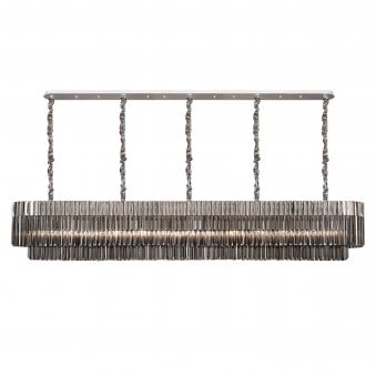 Kentisbeare 2500mm Linear Chandelier in Polished Nickel & Smoked Glass