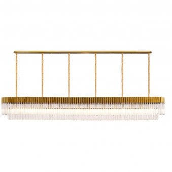 Kentisbeare 3000mm Linear Chandelier in Brass & Clear Glass