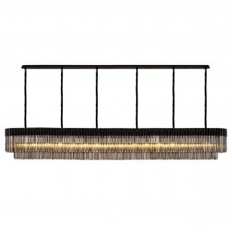 Kentisbeare 3000mm Linear Chandelier in Matt Black & Smoked Glass