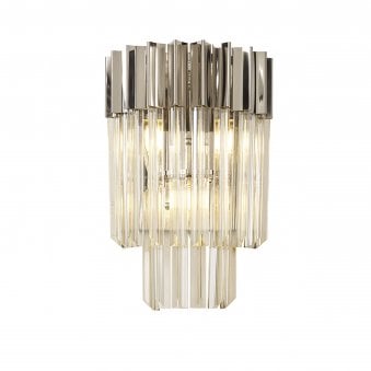 Kentisbeare Wall Light in Polished Nickel & Cognac Glass