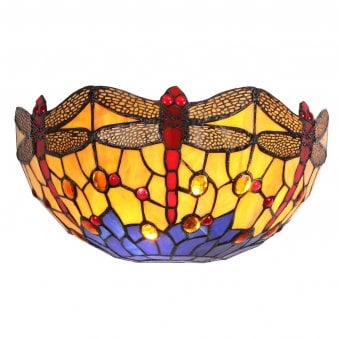 Loddiswell Tiffany Wall Light with Blue Orange Crystal