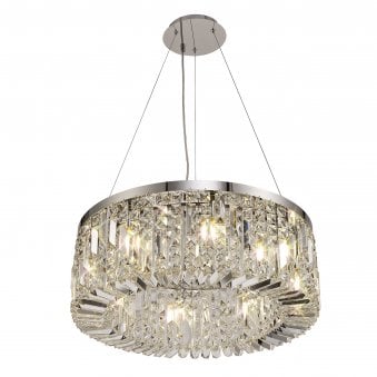 Lustleigh 60cm Round Pendant Chandelier in Polished Chrome & Crystal