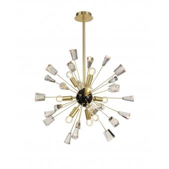 Magna 9 Light Brushed Gold, Gloss Black & Crystal Sputnik Pendant