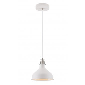 Modbury 190mm Pendant Light in Textured White and Satin Nickel