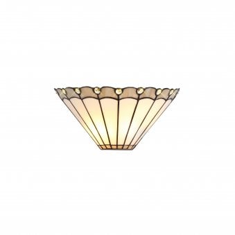Postbridge Tiffany Wall Lamp 2 x E14 in Grey Cream & Crystal