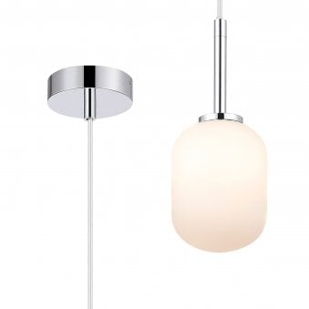 Tenterden Single Drop Pendant in Chrome with Smooth Tubular Opal Glass Diffuser