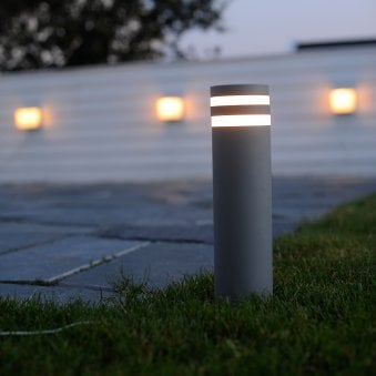Focus IP44 Outdoor Bollard Light In Dark Grey 