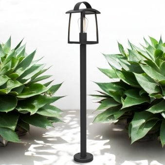 Kelsey Clear Glass Exterior Post Light in Black