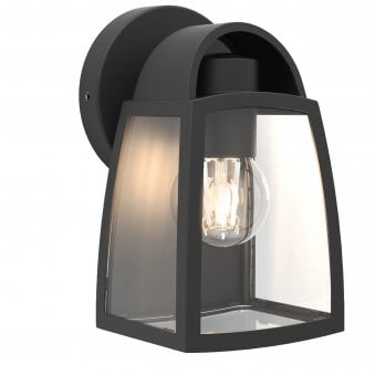 Kelsey Small Clear Glass Exterior Wall Lantern in Black